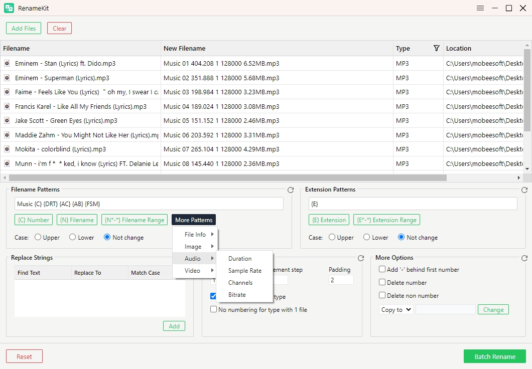 ajouter des informations audio