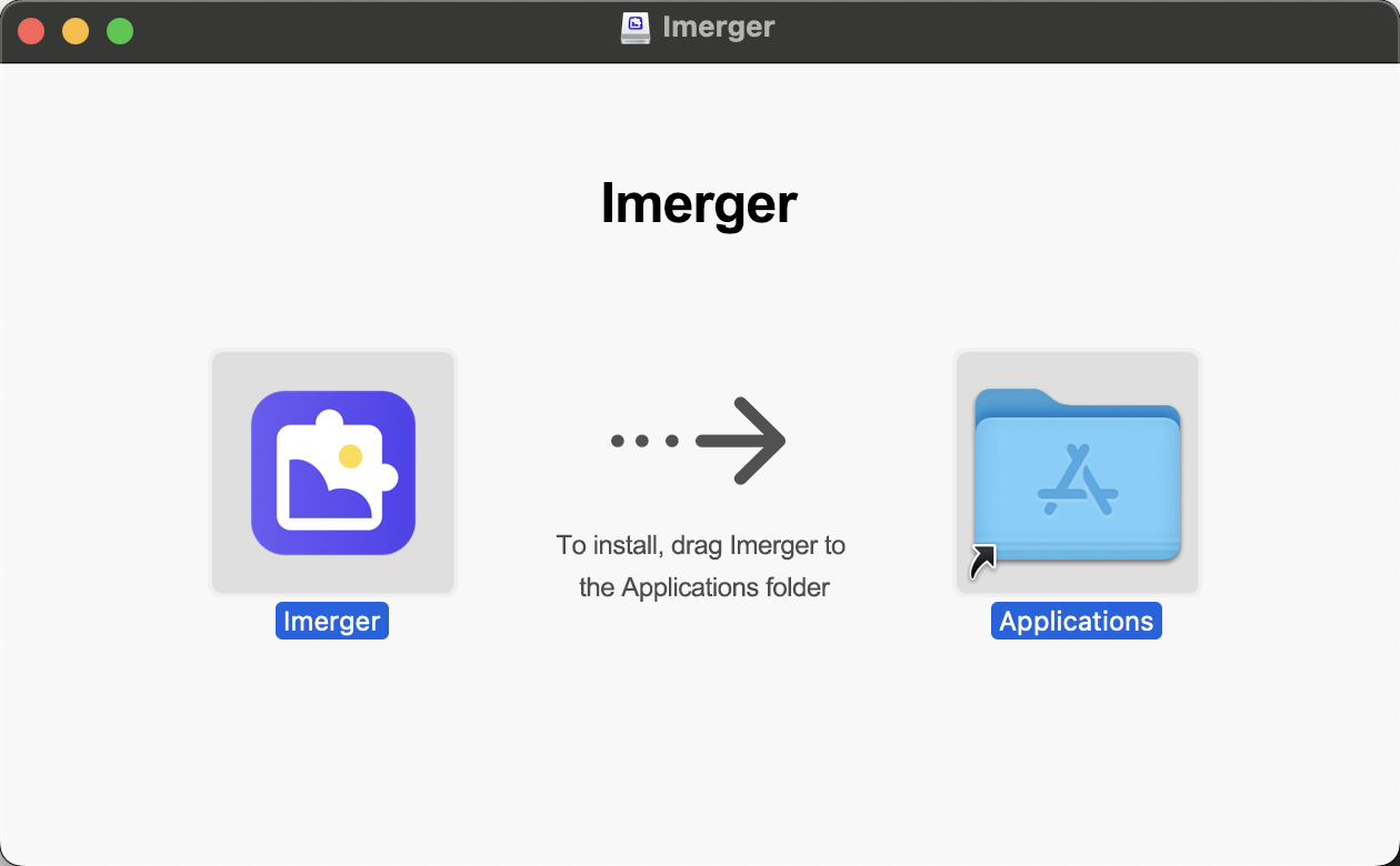 faites glisser l'immerger vers le dossier de l'application