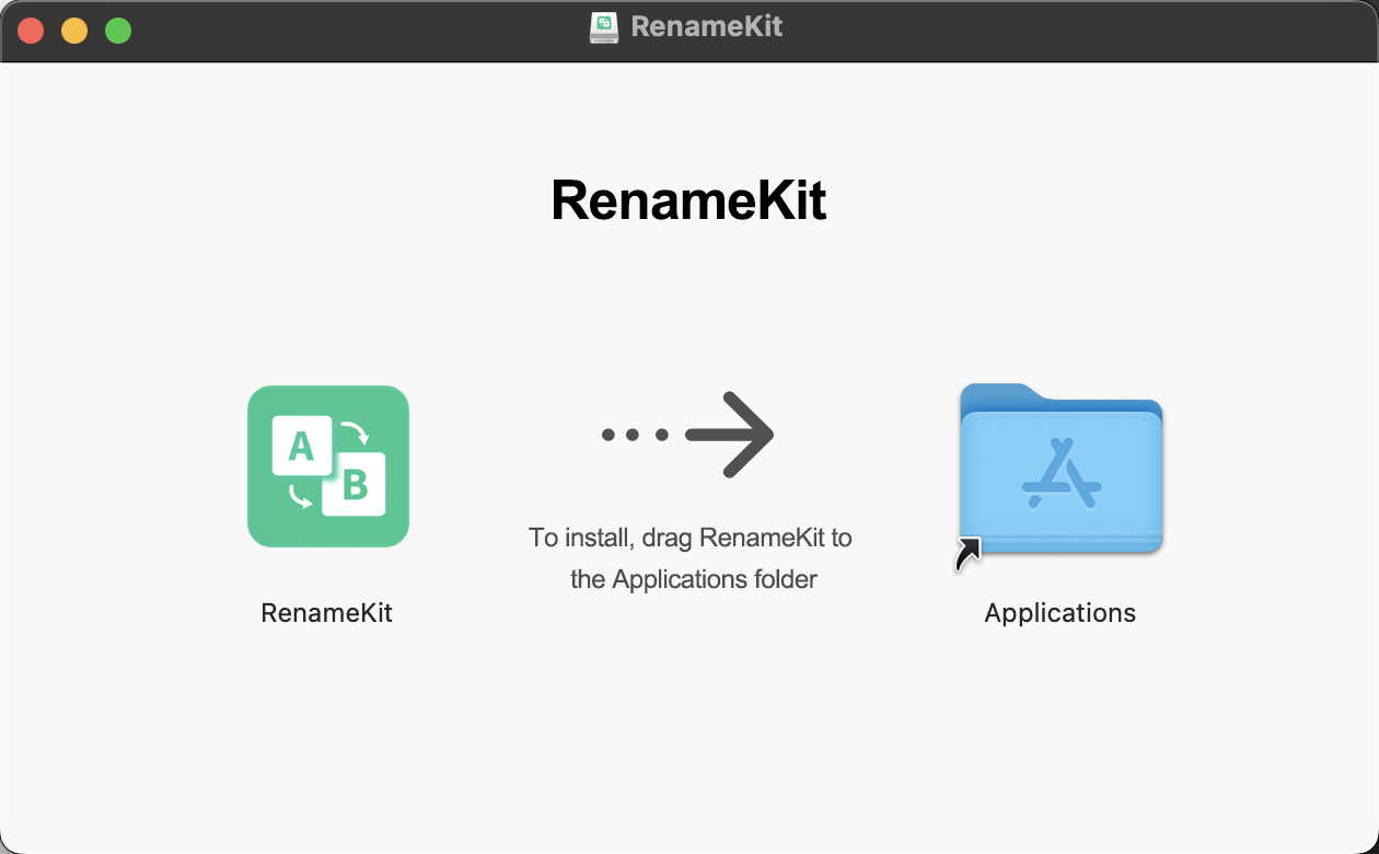 faites glisser renamekit vers le dossier de l'application