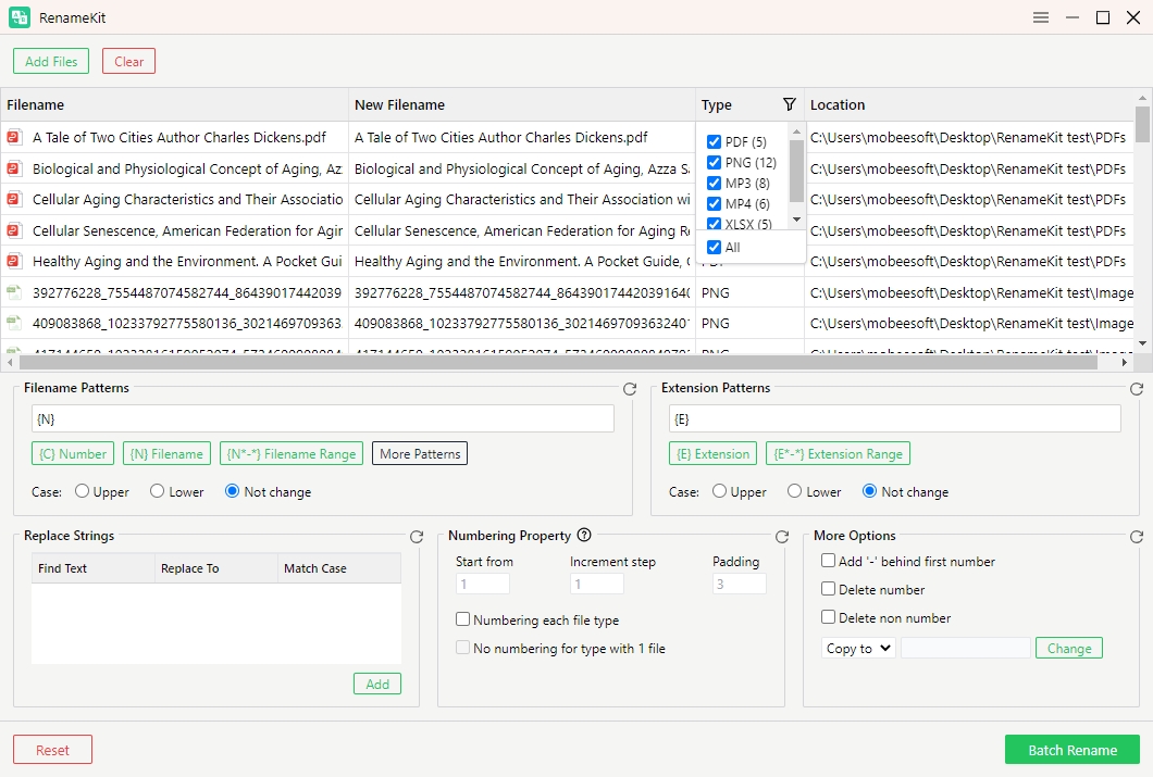 filter file types