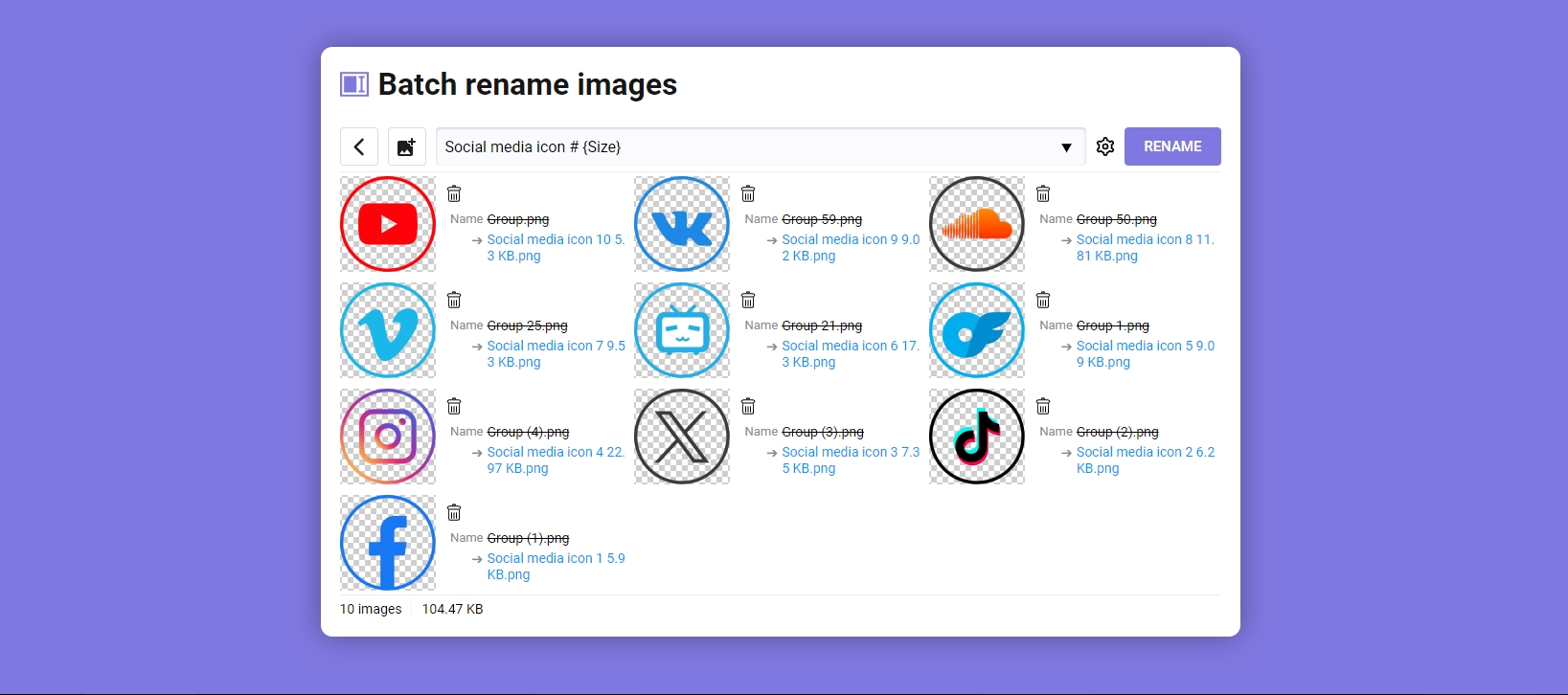 rinominatore di foto online