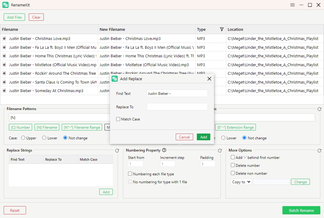 eliminar parte de los nombres de archivos con renamekit