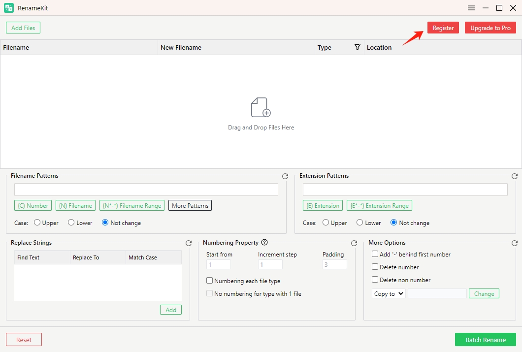 pulsante di registrazione renamekit