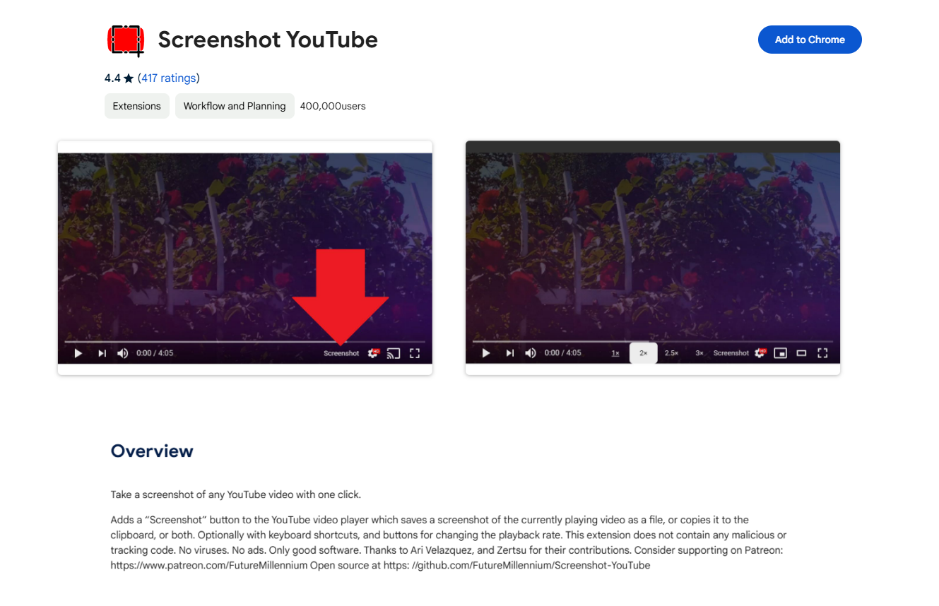 screenshot youtube extension