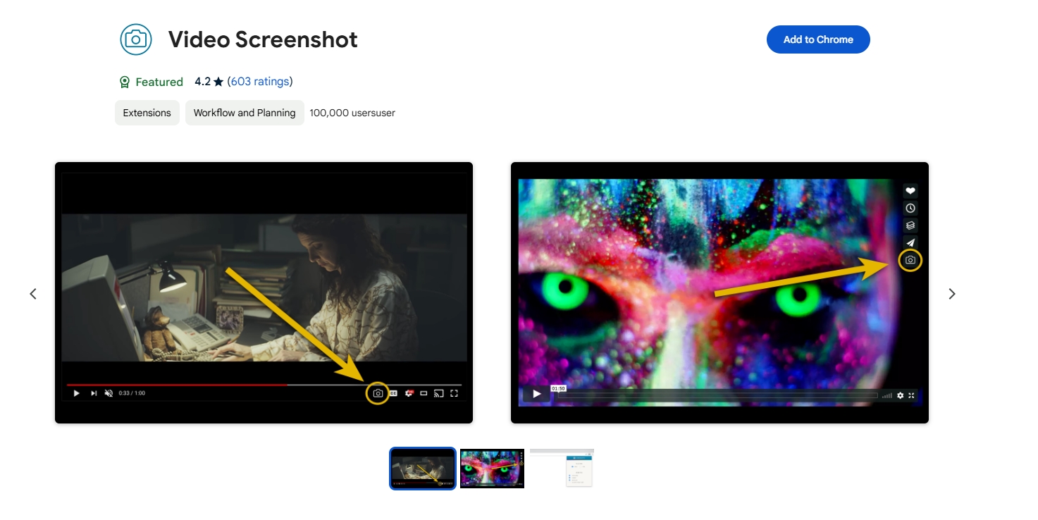 video screenshot extension