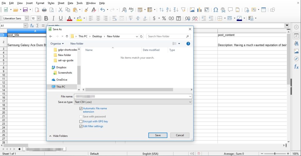 wps を csv ファイルとして保存